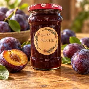 Gem prune fara zahar-borcan 314 ml- ferma Bio Mironesti