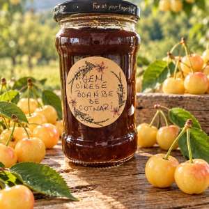 Gem de cirese albe-Boambe de Cotnari-borcan 314 ml- ferma Bio Mironesti
