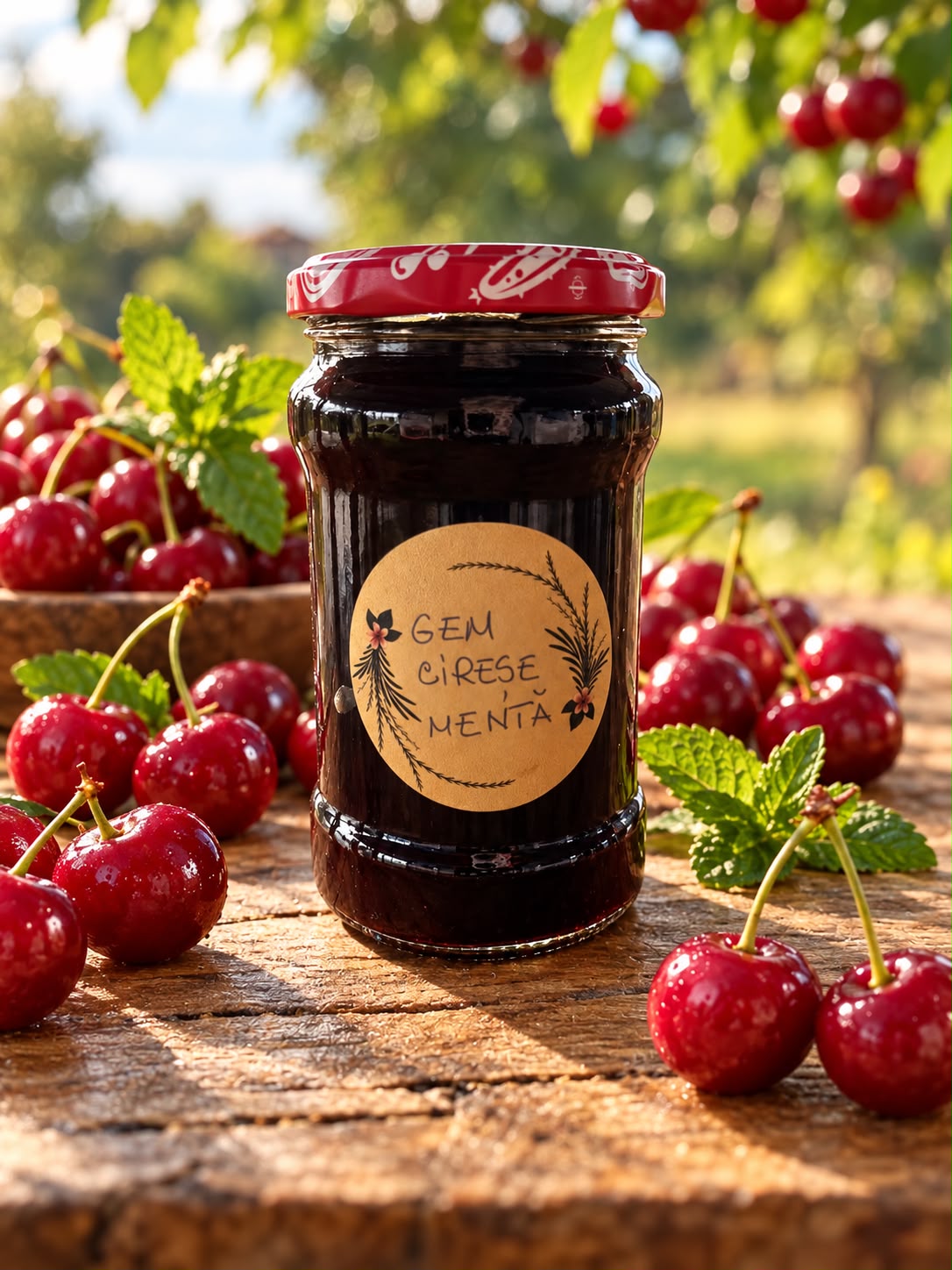 Gem de cirese cu menta-borcan 314 ml- ferma Bio Mironesti